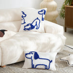 Lumbar Pillow Hand-Tufted Dog Motif Cotton Blend Cover