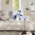 Lumbar Pillow Hand-Tufted Dog Motif Cotton Blend Cover