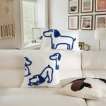 Lumbar Pillow Hand-Tufted Dog Motif Cotton Blend Cover