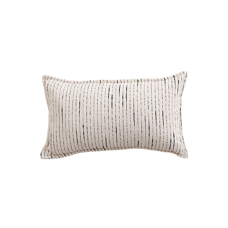 Lumbar Pillow Linen-Like Texture Structured Support Removable Zipper Cover