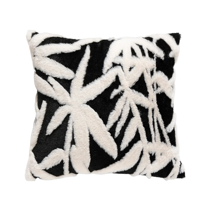 Lumbar Pillow Plush Faux Fur Wavy Quilted 30x50 cm