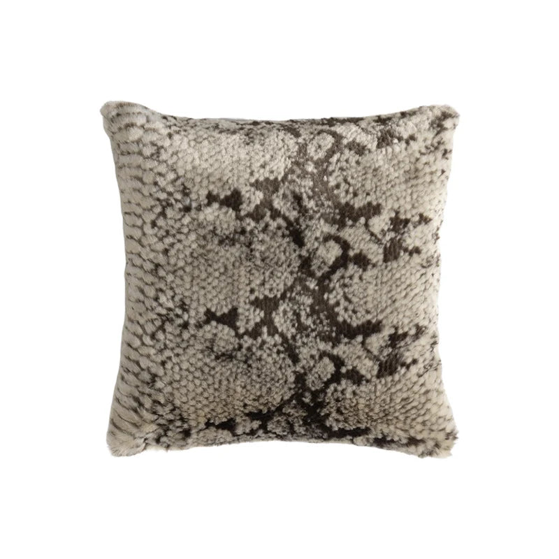Lumbar Pillow Plush Faux Fur Wavy Quilted 30x50 cm