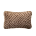 Lumbar Pillow Plush Faux Fur Wavy Quilted 30x50 cm