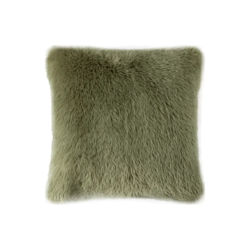 Lumbar Pillow Plush Faux Fur Wavy Quilted 30x50 cm