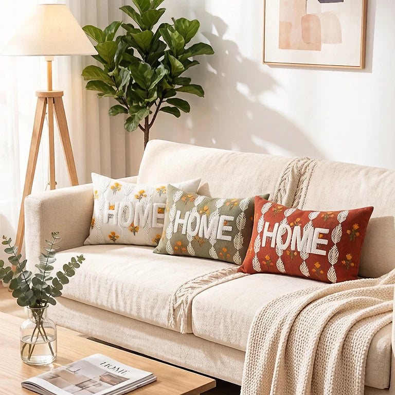 Lumbar Pillow Raised Chenille Removable Cover & Concealed Zipper