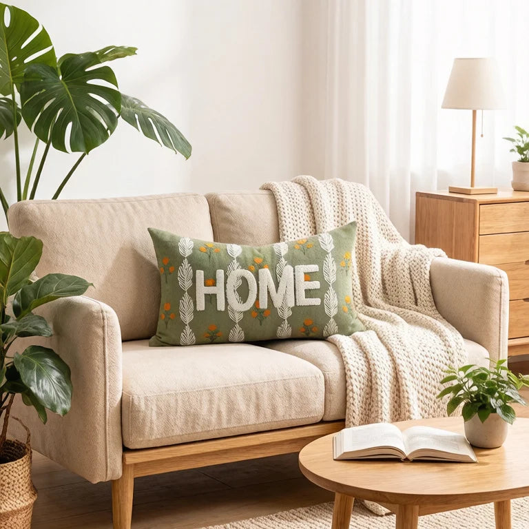 Lumbar Pillow Raised Chenille Removable Cover & Concealed Zipper