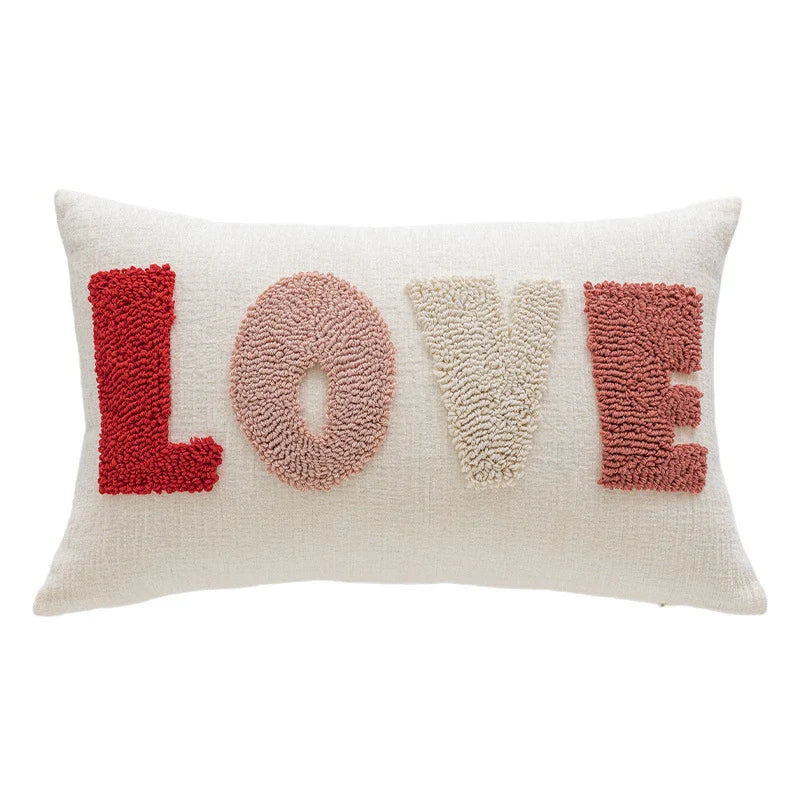 Lumbar Pillow Tufted Letter Plush Fill & Removable Cover