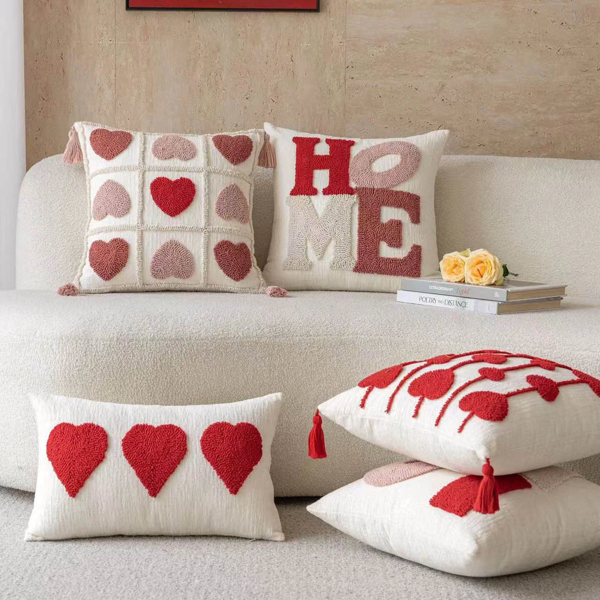 Lumbar Pillow Tufted Letter Plush Fill & Removable Cover