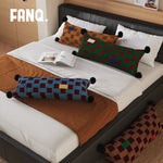 Lumbar Pillow Velvet Jacquard Checkerboard 12 x 28
