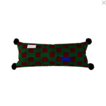 Lumbar Pillow Velvet Jacquard Checkerboard 12 x 28