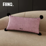 Lumbar Pillow Velvet Jacquard Checkerboard 12 x 28