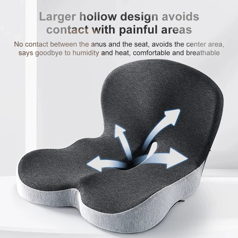 Lumbar Seat Cushion Ergonomic L-Shaped Memory Foam Removable Cover