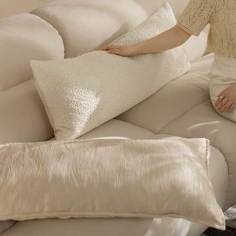 Lumbar Support Pillow Extra-Long Contoured Removable Boucle Cover
