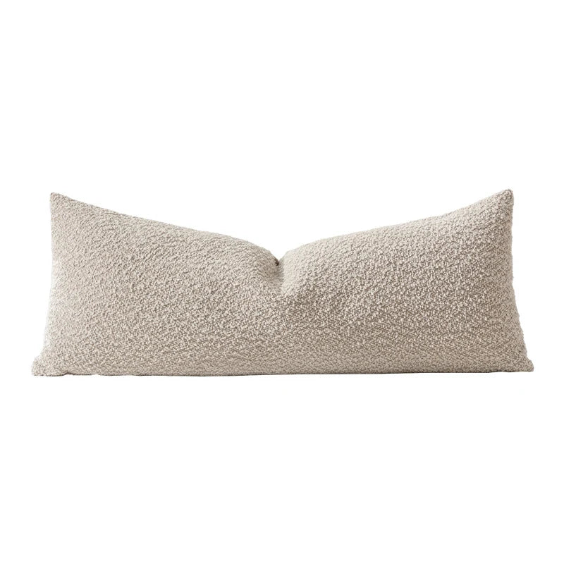 Lumbar Support Pillow Extra-Long Contoured Removable Boucle Cover