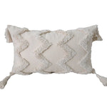 Lumbar Throw Pillow Hand-Tufted Oversized Tassels Removable Cotton Cover