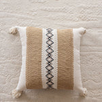 Lumbar Throw Pillow Handwoven Jute Stripe Tassel Corners