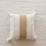 Lumbar Throw Pillow Handwoven Jute Stripe Tassel Corners