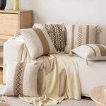 Lumbar Throw Pillow Handwoven Jute Stripe Tassel Corners