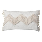Lumbar Throw Pillow Linen-Blend Tufted Crochet Removable Cover