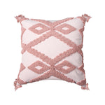 Lumbar Throw Pillow Linen-Blend Tufted Crochet Removable Cover