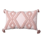 Lumbar Throw Pillow Linen-Blend Tufted Crochet Removable Cover