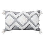 Lumbar Throw Pillow Linen-Blend Tufted Crochet Removable Cover