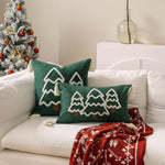 Lumbar Throw Pillow Raised Chenille Embroidery Tassel Corners
