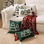 Lumbar Throw Pillow Raised Chenille Embroidery Tassel Corners