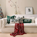 Lumbar Throw Pillow Raised Chenille Embroidery Tassel Corners