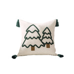 Lumbar Throw Pillow Raised Chenille Embroidery Tassel Corners