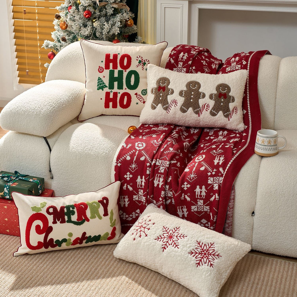 Lumbar Throw Pillow Tufted Chenille Woven Cover & Piped Edge