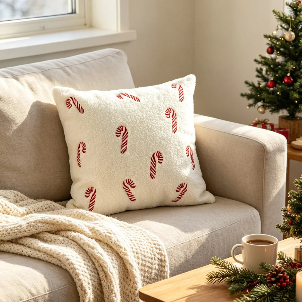 Lumbar Throw Pillow Tufted Chenille Woven Cover & Piped Edge