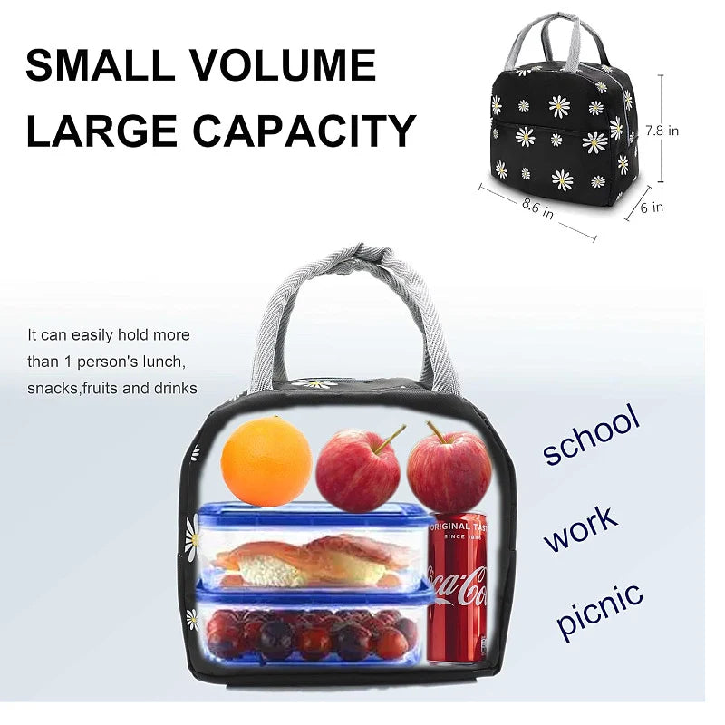 Lunch Bag Insulated Spacious Compartments Floral Pattern