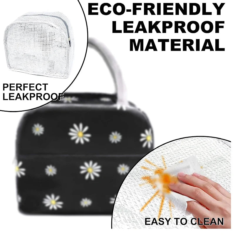 Lunch Bag Insulated Spacious Compartments Floral Pattern