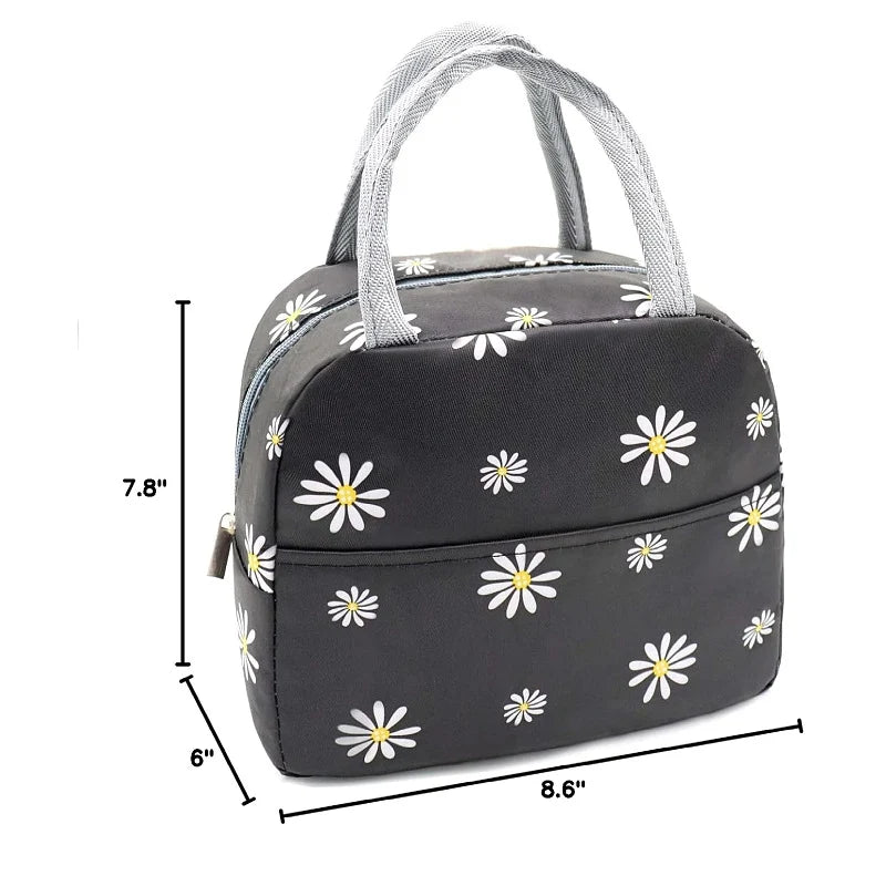Lunch Bag Insulated Spacious Compartments Floral Pattern