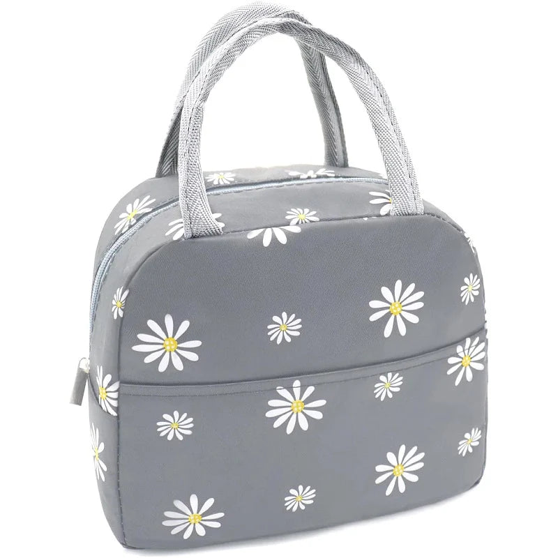 Lunch Bag Insulated Spacious Compartments Floral Pattern