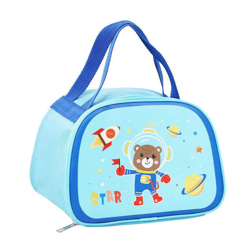 Lunch Bag Three-Layer Insulated Inner Mesh Pocket Wipe-Clean Lining