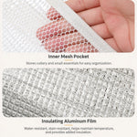 Lunch Bag Three-Layer Insulated Inner Mesh Pocket Wipe-Clean Lining