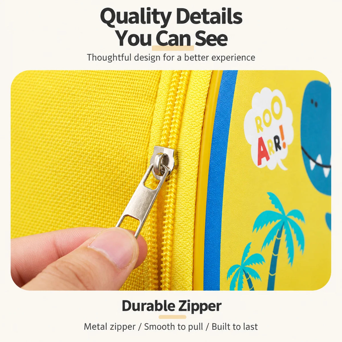 Lunch Bag Three-Layer Insulated Inner Mesh Pocket Wipe-Clean Lining
