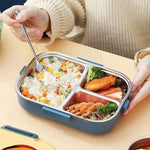Lunch Box Leak-Proof Lid Stainless Steel 3 Compartments