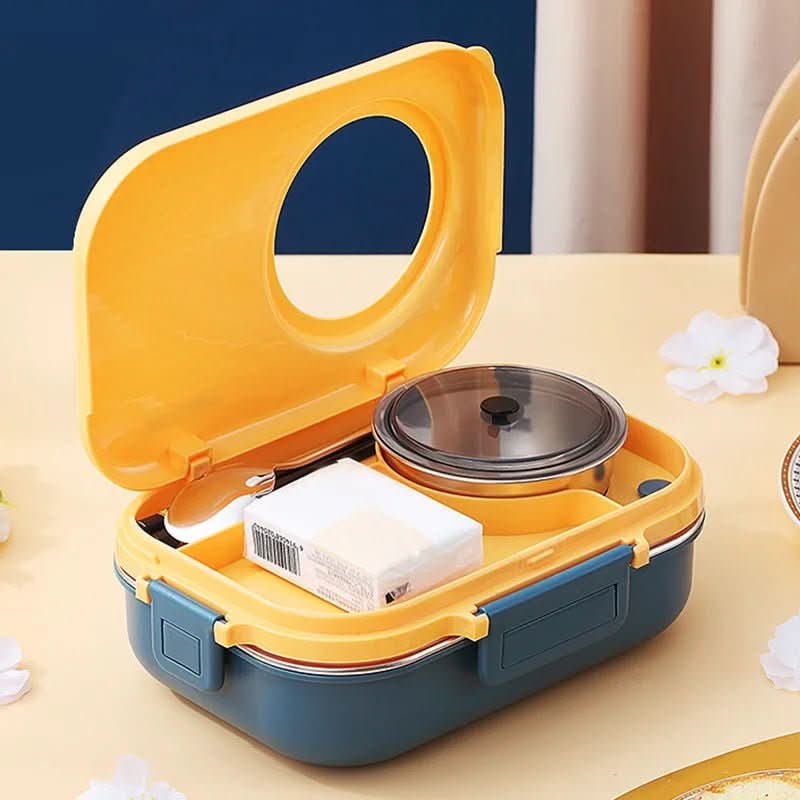 Lunch Box Leak-Proof Lid Stainless Steel 3 Compartments