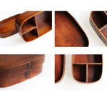 Lunch Box Wooden Removable Divider Secure Strap