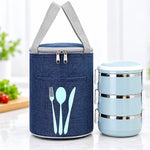 Lunch Cooler Bag Insulated Cylindrical Design Front Cutlery Pocket