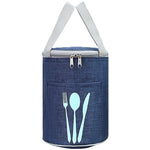 Lunch Cooler Bag Insulated Cylindrical Design Front Cutlery Pocket