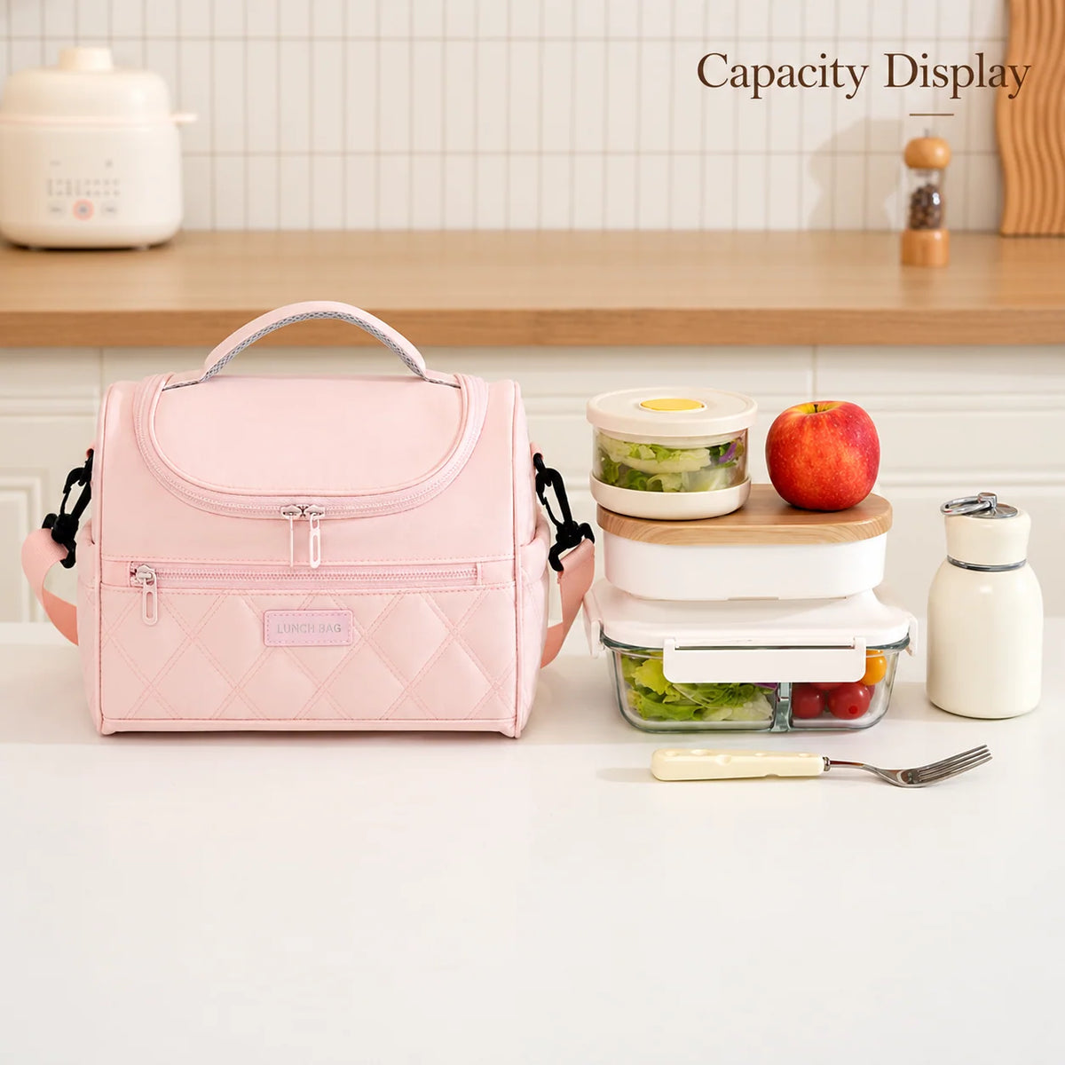 Lunch Cooler Bag Insulated Splash-Resistant Removable Shoulder Strap
