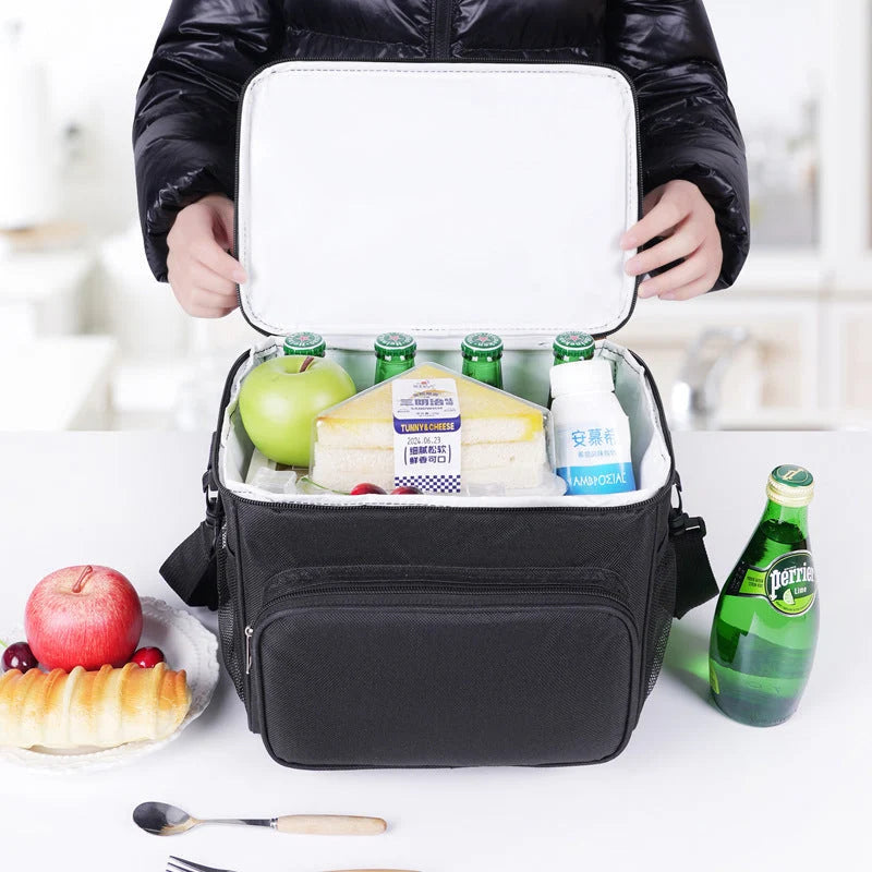 Lunch Cooler Bag Insulated Wipe-Clean Lining Removable Shoulder Strap