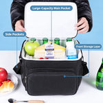 Lunch Cooler Bag Insulated Wipe-Clean Lining Removable Shoulder Strap