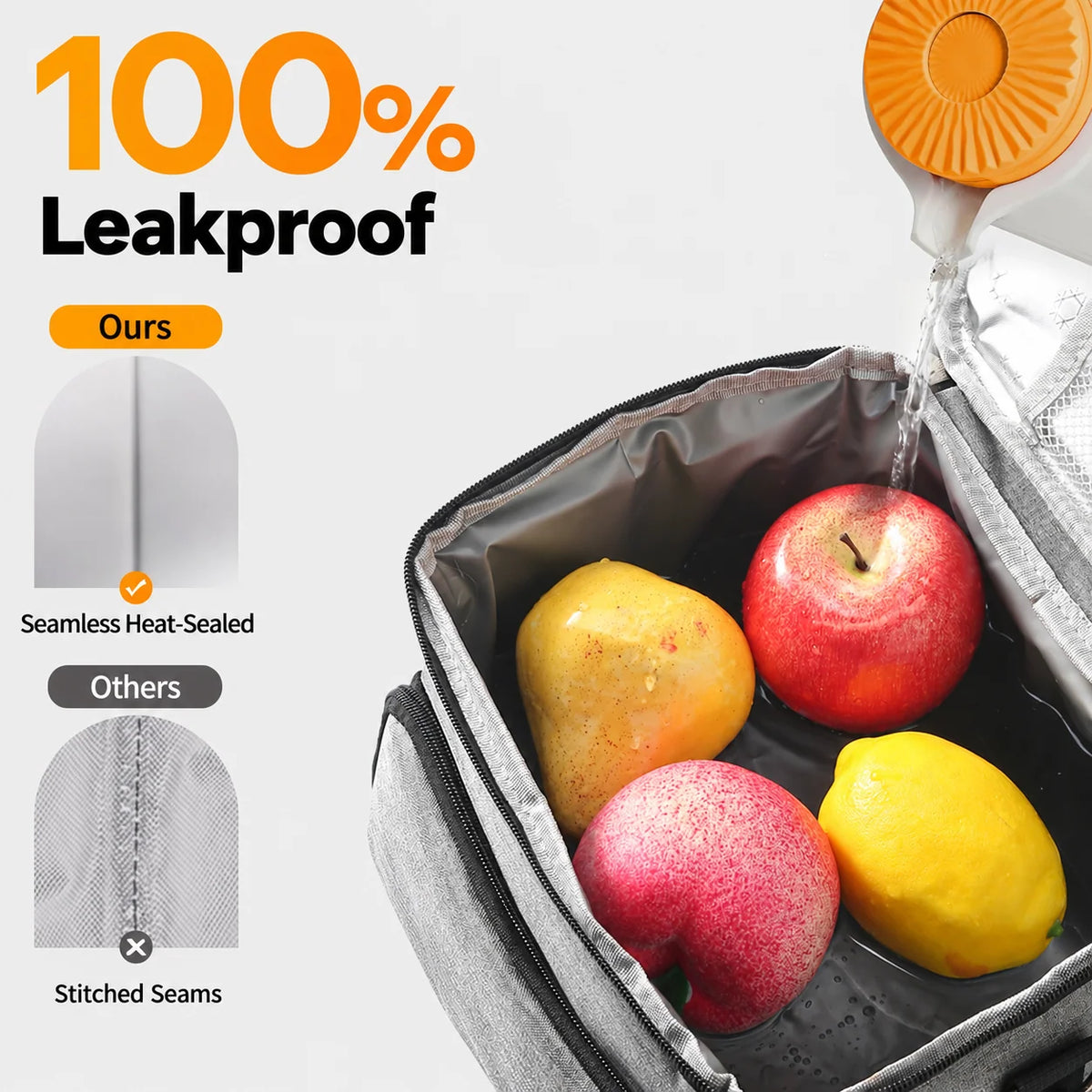 Lunch Cooler Bag Insulated Wipe-Clean Lining Removable Shoulder Strap