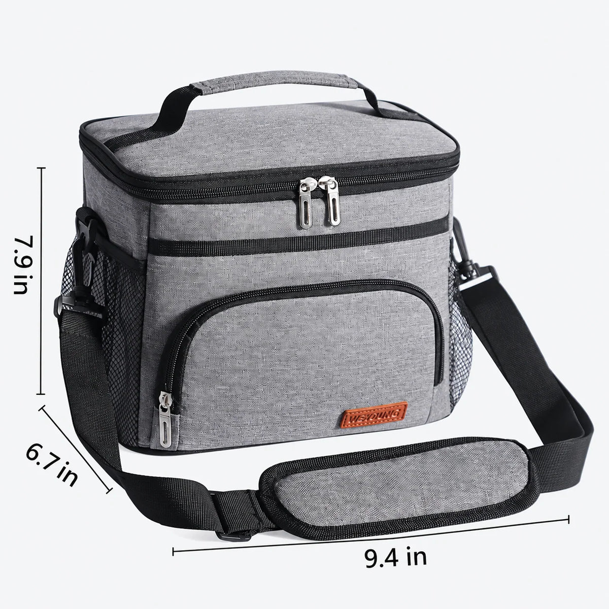 Lunch Cooler Bag Insulated Wipe-Clean Lining Removable Shoulder Strap