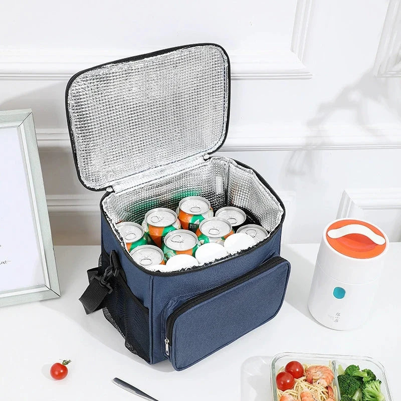 Lunch Cooler Bag Insulated Wipe-Clean Lining Removable Shoulder Strap